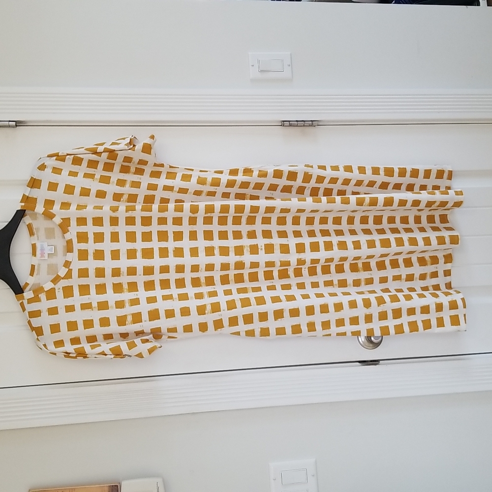 LuLaRoe Yellow and White Checkered Midi Dress